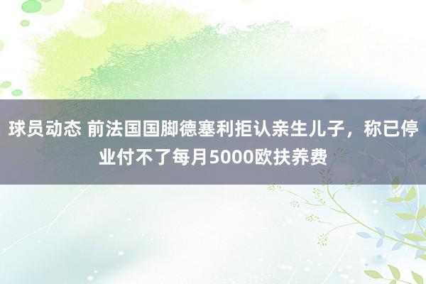 球员动态 前法国国脚德塞利拒认亲生儿子，称已停业付不了每月5000欧扶养费