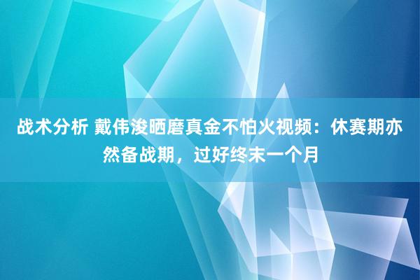 战术分析 戴伟浚晒磨真金不怕火视频：休赛期亦然备战期，过好终末一个月